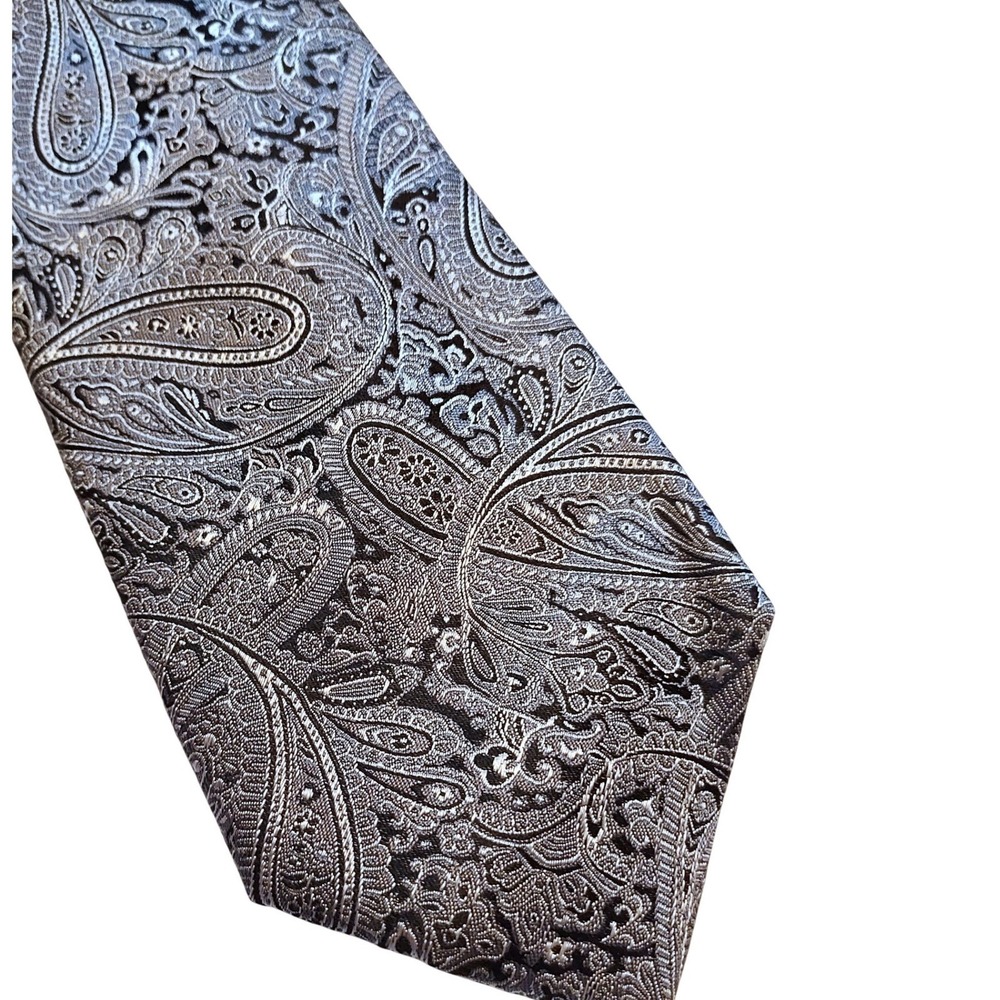 Countess Mara Necktie Mens OS Silver Gray Paisley Silk Jacquard Formal Classic